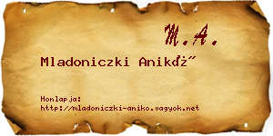 Mladoniczki Anikó névjegykártya